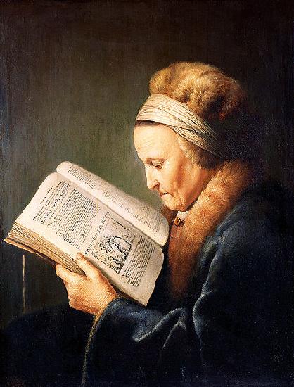 unknow artist Portrait of an old woman reading Sweden oil painting art